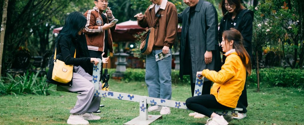 group of friends enjoying outside activity