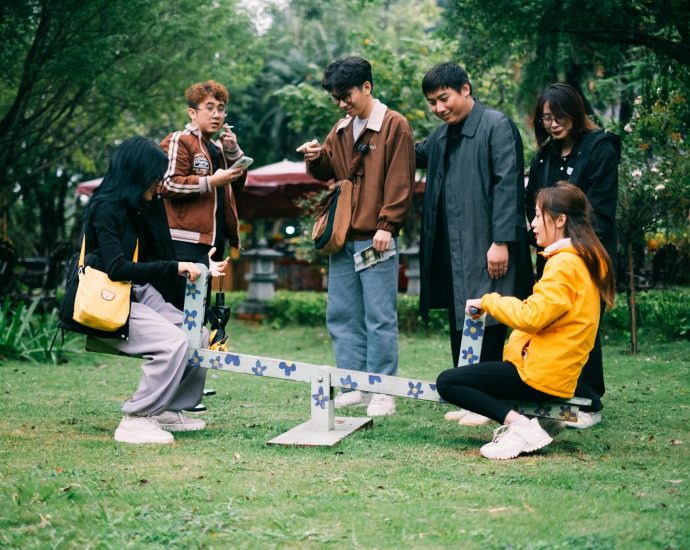 group of friends enjoying outside activity