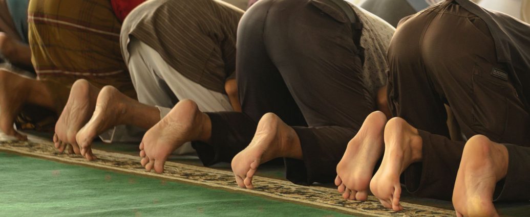 muslim worshippers in prayer at mosque