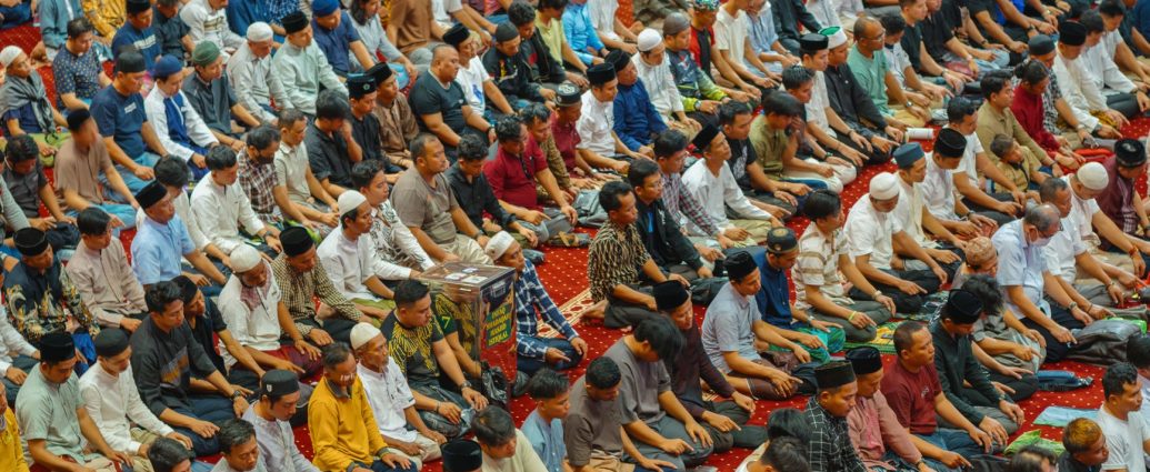 muslim congregation praying in jakarta mosque