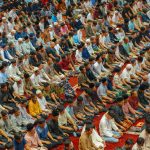 muslim congregation praying in jakarta mosque
