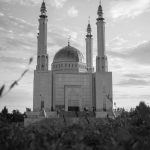 black and white view of central mosque in