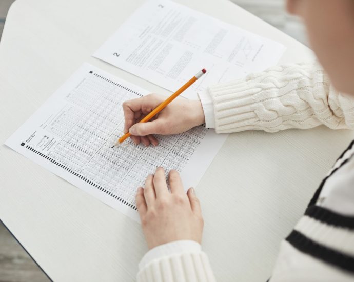 a person taking an exam